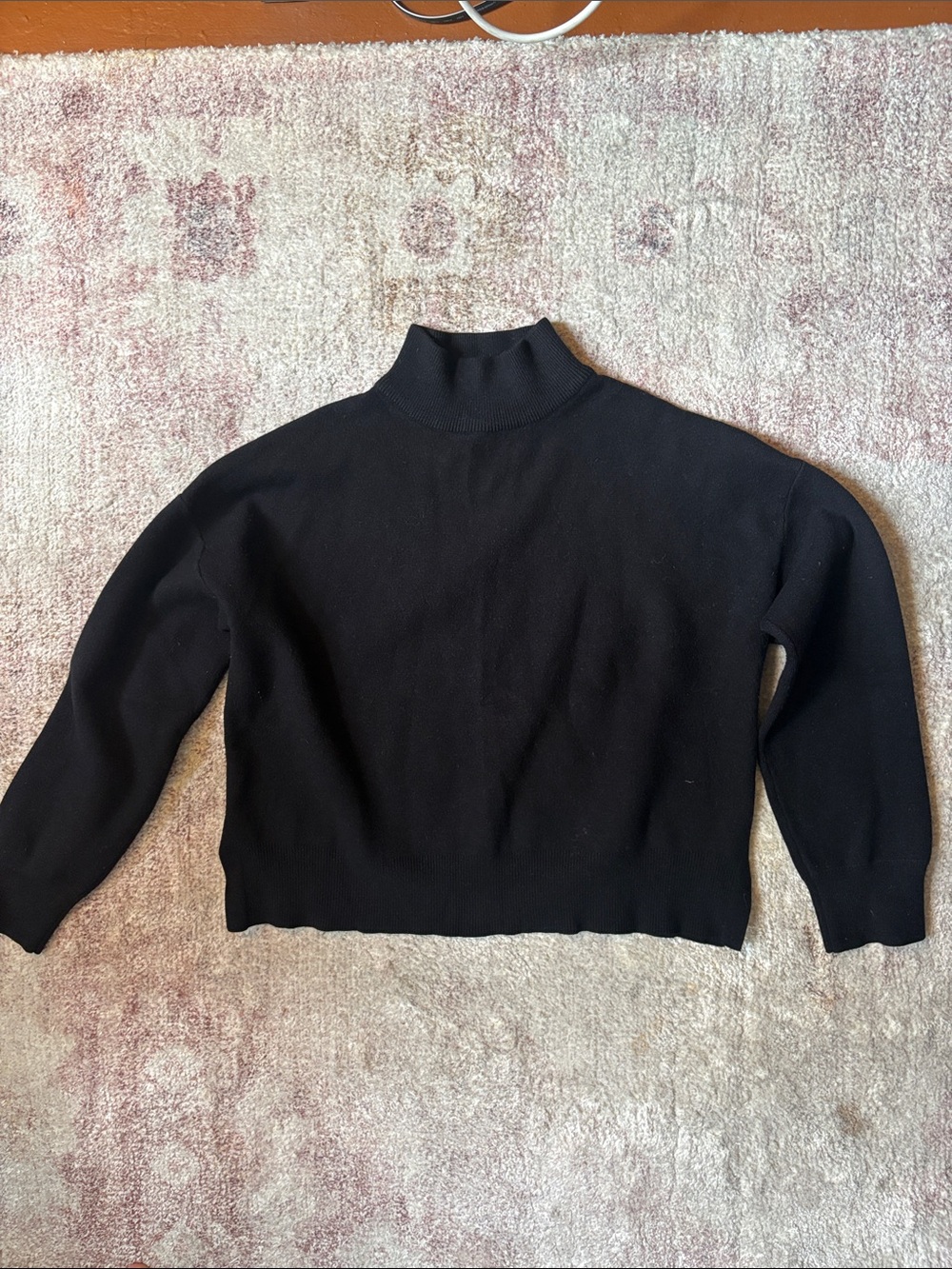 Women's Black Cropped Turtleneck Sweater - Classic Knit